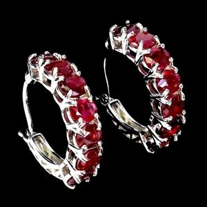 14k Gold over 925 Sterling Silver Earrings Oval Ruby 5x4mm Natural Gemstone UV